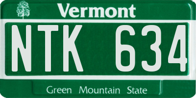 VT license plate NTK634