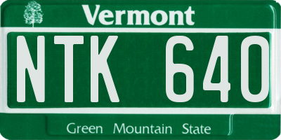 VT license plate NTK640