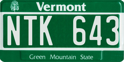 VT license plate NTK643