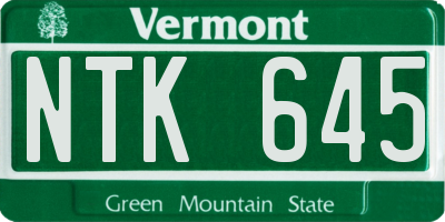 VT license plate NTK645