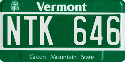 VT license plate NTK646