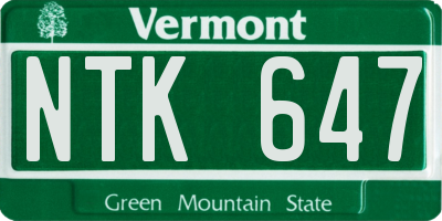 VT license plate NTK647