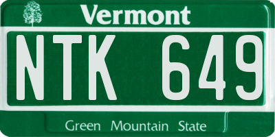 VT license plate NTK649