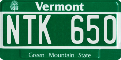 VT license plate NTK650