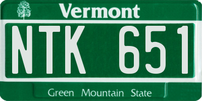 VT license plate NTK651