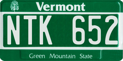VT license plate NTK652