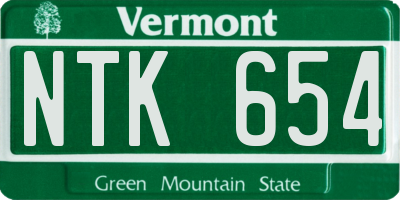 VT license plate NTK654