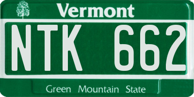 VT license plate NTK662