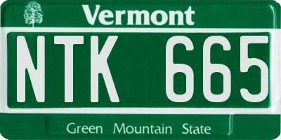 VT license plate NTK665