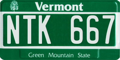 VT license plate NTK667