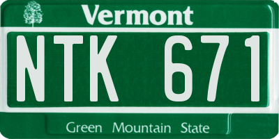 VT license plate NTK671