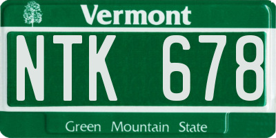 VT license plate NTK678