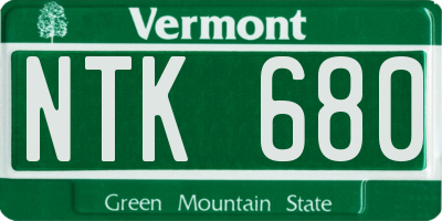 VT license plate NTK680