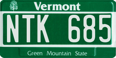 VT license plate NTK685
