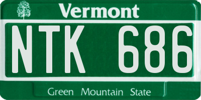 VT license plate NTK686