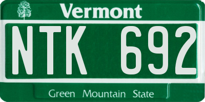 VT license plate NTK692