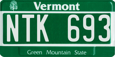 VT license plate NTK693
