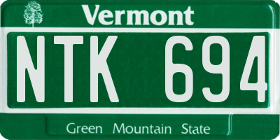 VT license plate NTK694