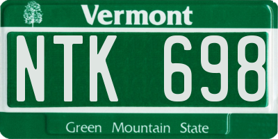 VT license plate NTK698