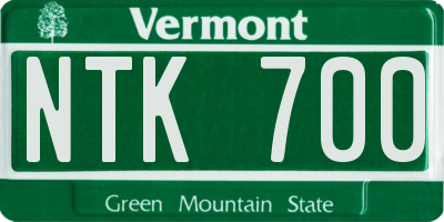 VT license plate NTK700