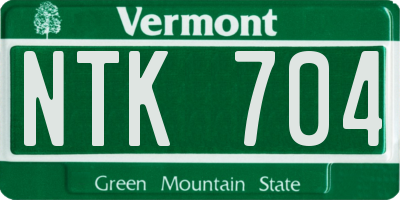 VT license plate NTK704