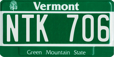 VT license plate NTK706