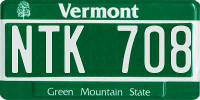 VT license plate NTK708