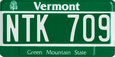 VT license plate NTK709