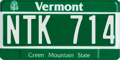 VT license plate NTK714