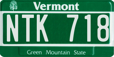 VT license plate NTK718