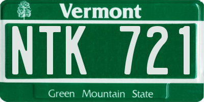 VT license plate NTK721