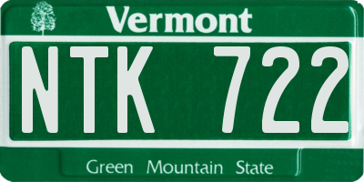VT license plate NTK722