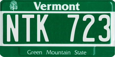 VT license plate NTK723