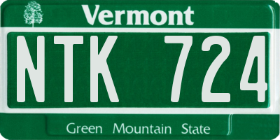VT license plate NTK724