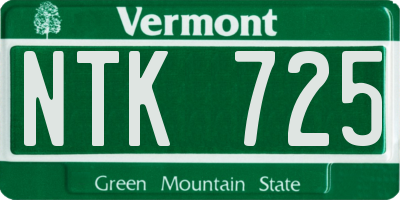 VT license plate NTK725