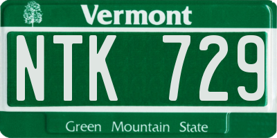 VT license plate NTK729