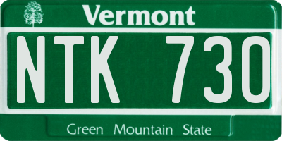 VT license plate NTK730