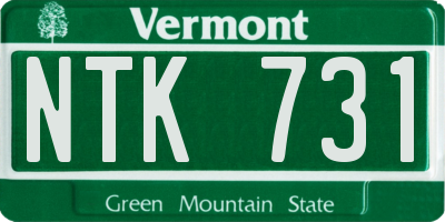 VT license plate NTK731