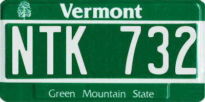 VT license plate NTK732