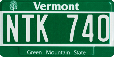 VT license plate NTK740