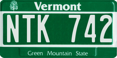 VT license plate NTK742
