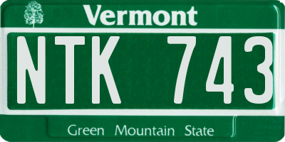 VT license plate NTK743