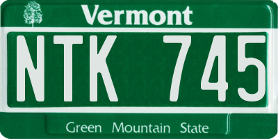 VT license plate NTK745