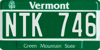 VT license plate NTK746