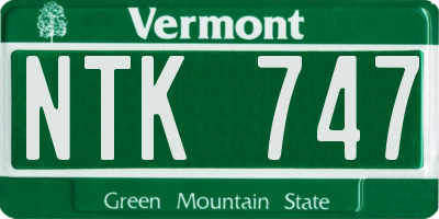 VT license plate NTK747
