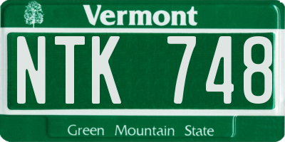 VT license plate NTK748