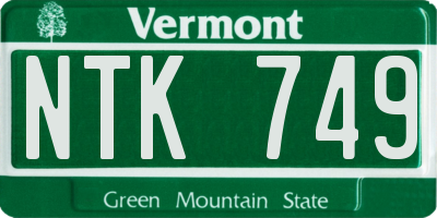 VT license plate NTK749
