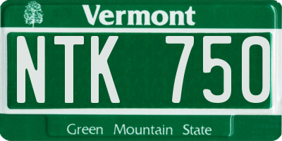 VT license plate NTK750