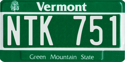 VT license plate NTK751