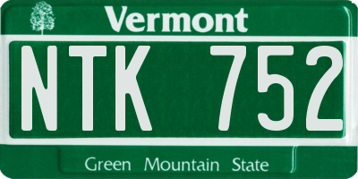 VT license plate NTK752
